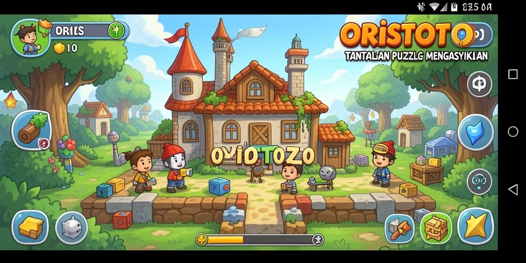 Tampilan gameplay seru ORISTOTO dengan tantangan Puzzle.