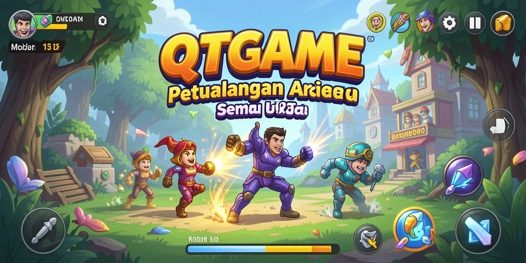 Tampilan gameplay QTGAME yang seru dan penuh warna.