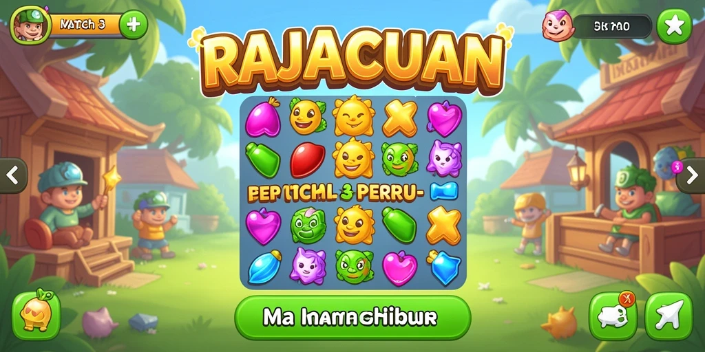 Tangkapan layar gameplay RAJACUAN yang penuh warna dan menarik.
