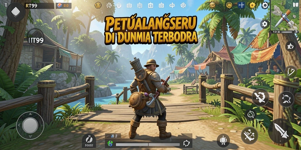 Screenshot gameplay RT99 menampilkan petualangan di dunia terbuka yang menakjubkan.