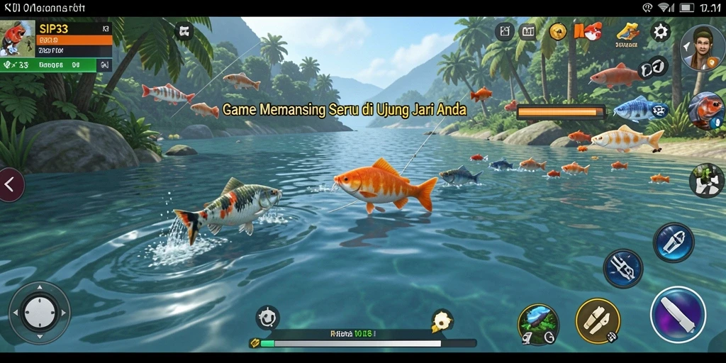 Gameplay mendebarkan dalam SIP33 saat menangkap ikan di berbagai lokasi.