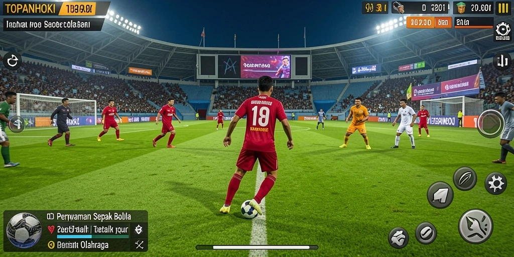 Screenshot gameplay TOPANHOKI yang menampilkan aksi seru di lapangan.