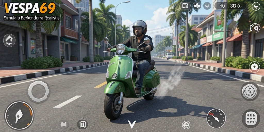 Tangkapan layar gameplay VESPA69 dengan grafis menakjubkan.