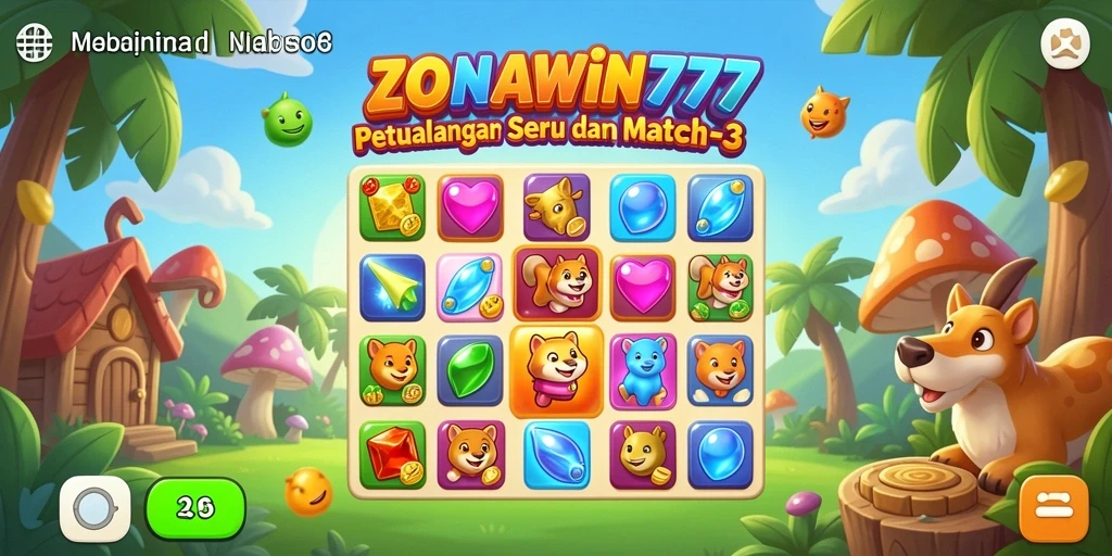 Tampilan gameplay menyenangkan dalam ZONAWIN777 dengan warna-warna cerah.